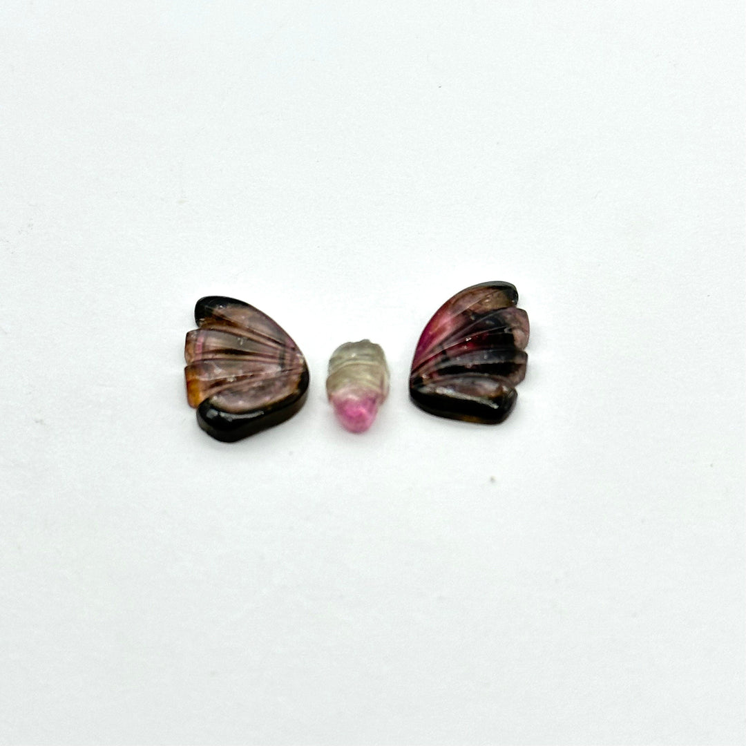 natural tourmaline Butterfly Shape Carving, Hand carved tourmaline Butterfly loose carving, carved butterfly  jewelry Making 22x11mm.