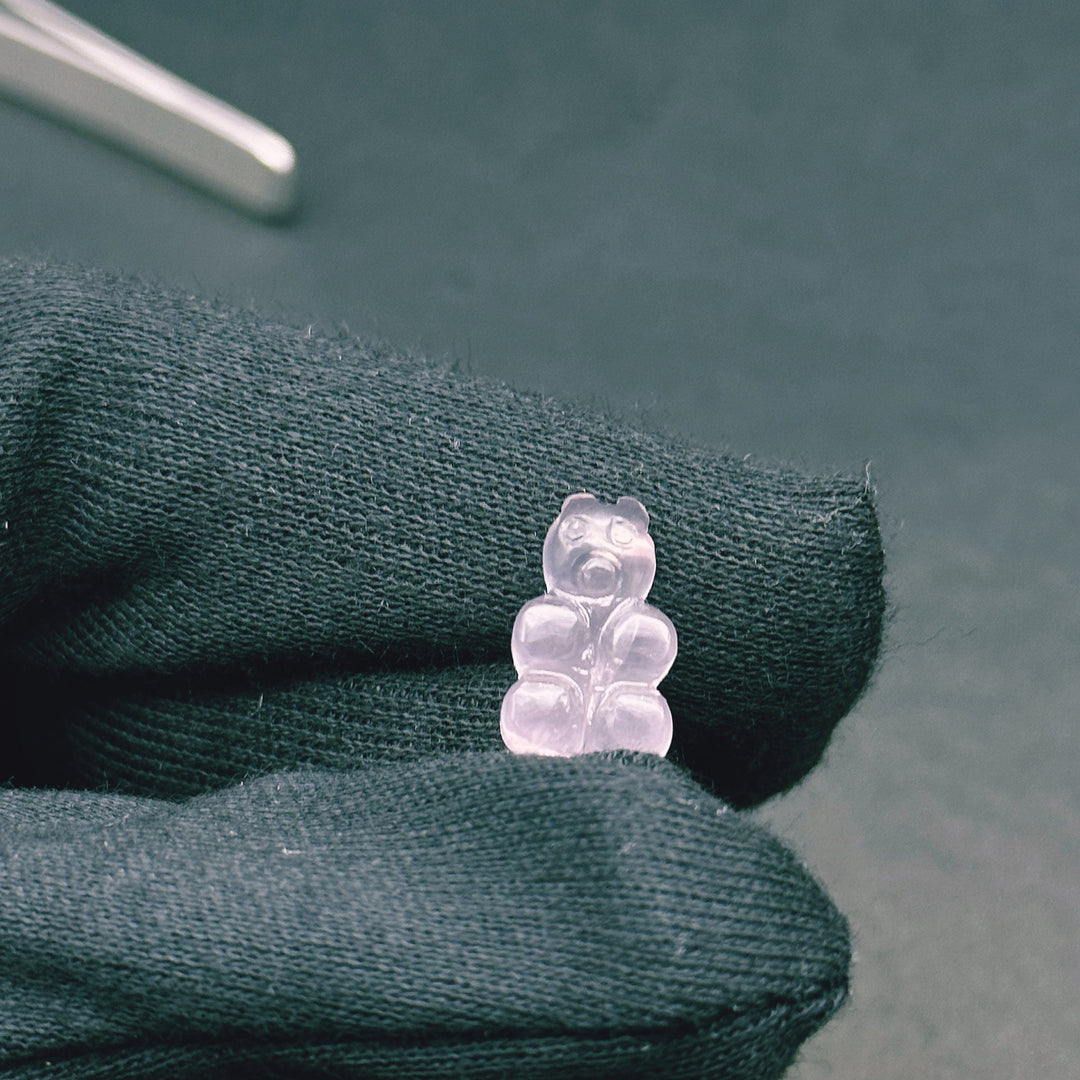 Natural Rose Quartz Teddy Bear Shape Gemstone Beads, 10X16 MM Minimalist Carving Teddy Bear Beads For Jewelry, Loose Rose Quartz Charm Beads
