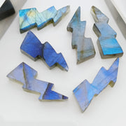 2,3,4,5,6 Pcs 100% Natural Labradorite Thunder Shape Jewlery Making Loose Gemstone, Smooth Gemstone, Gemstone for Jewlery 25X10 mm.