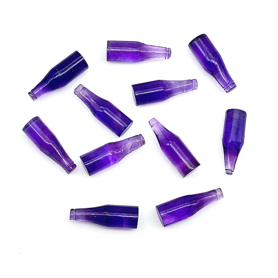 Natural Amethyst Bottle Carving Beads, Purple Bottle Shape Carved Gemstone, Jewelry Making Charms, 7X21 MM Amethyst Tiny Bottle Pendants