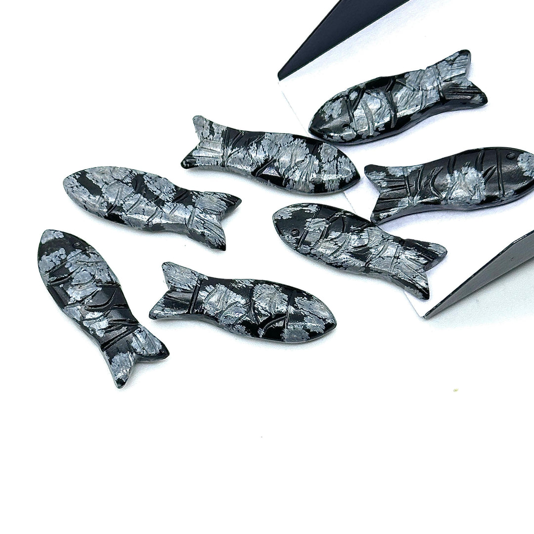 Natural Black Jasper Handmade Fish Carving, Fish Shape Carved Gemstone Briolette's, Jewelry Making Beads, 30 MM Loose Gemstone Fishes