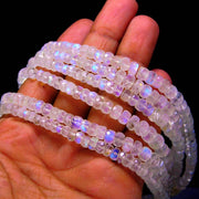 Faceted Rainbow Moonstone Rondelle Beads: 4-5 mm, 4 Inch Strand