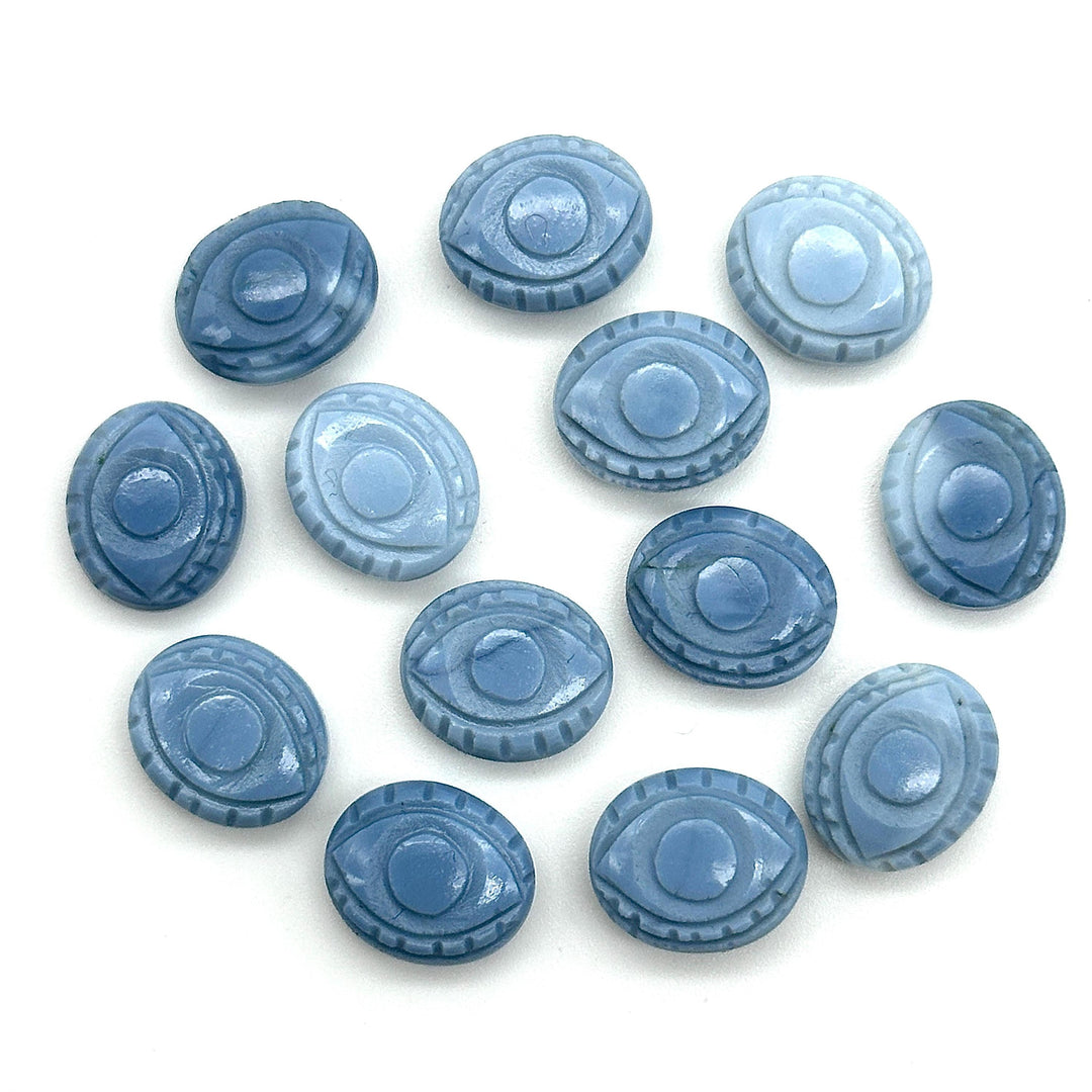 Blue Opal Evil Eye Gemstone Beads, Hand Carved Briolettes (12mm)