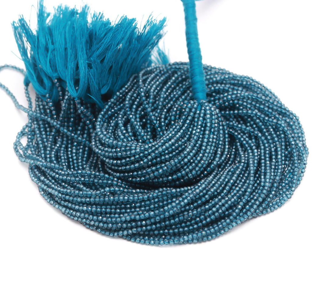 AAA London Blue Topaz Faceted Round Beads, Blue Topaz Coated Micro Faceted Beads, 2 MM Topaz Beads for Jewelry, 12.5 Inches, Wholesale Beads