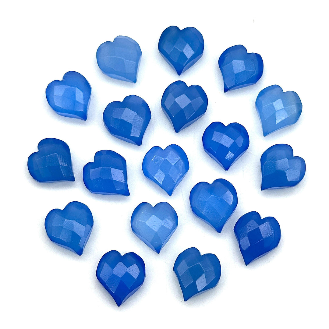 Pretty Blue Chalcedony Heart Shape Beads, Hand Carved Heart Charms for Jewelry Making, Faceted Heart Shape Briolette's, 13 MM