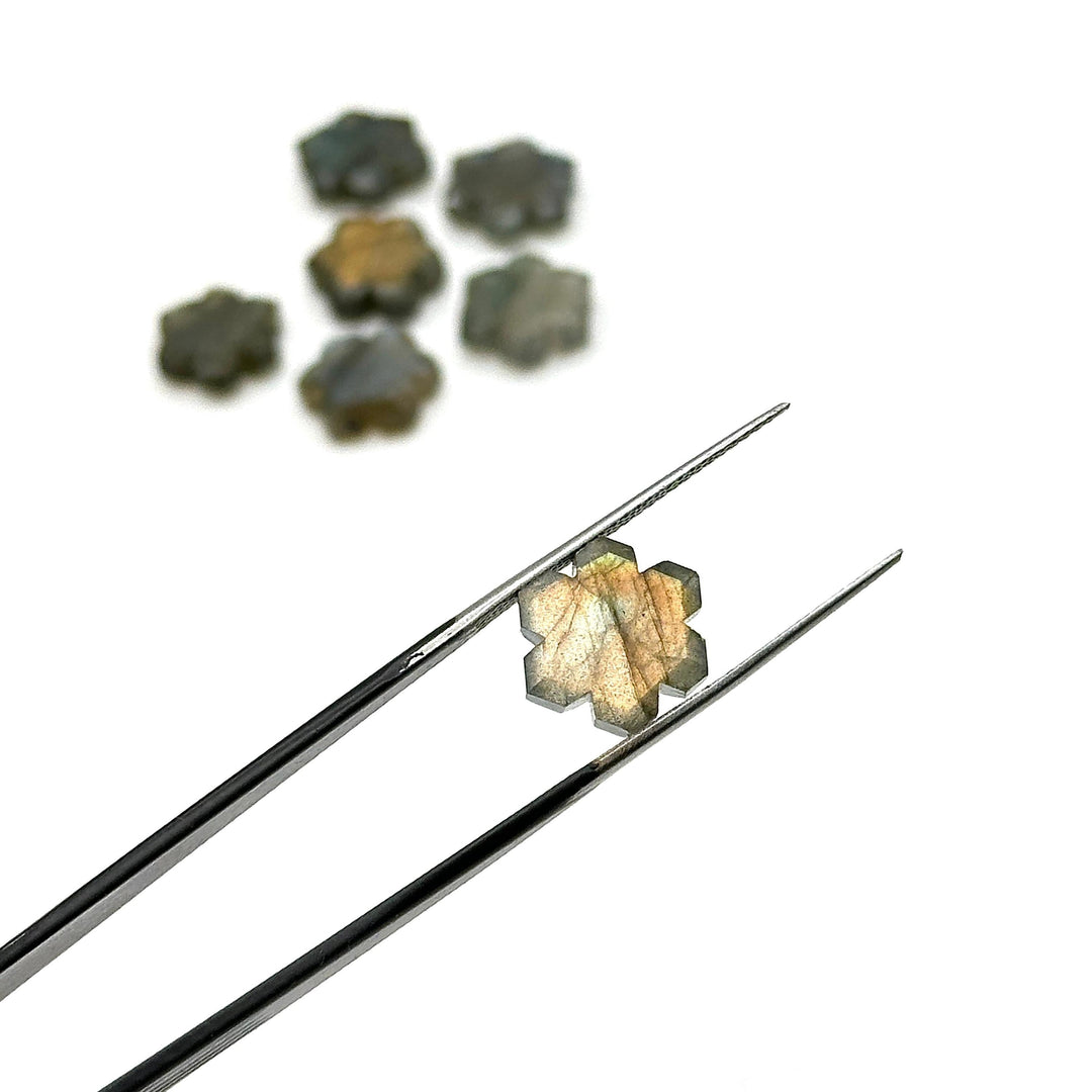 Natural Labradorite Flower Shape Beads, Hand Carved Flower Shape Gemstone, Flashy Labradorite Carving Beads, 11 MM Loose Beads for Jewelry