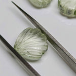 Load image into Gallery viewer, Natural Green Amethyst Shell Shape Briolette's Beads, Hand Carved Shell Charm Beads, 12 MM Shell Shape Carved Beads, Green Amethyst Shells