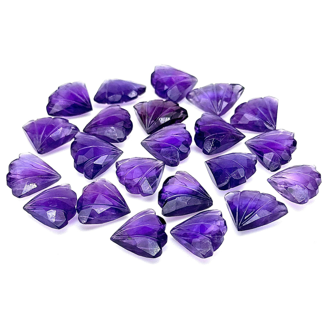 Carved Amethyst Triangle Shape Gemstones, Natural Handmade Amethyst Fancy Shape Briolettes, Butterfly Wings Charm for Jewelry Making 15 MM