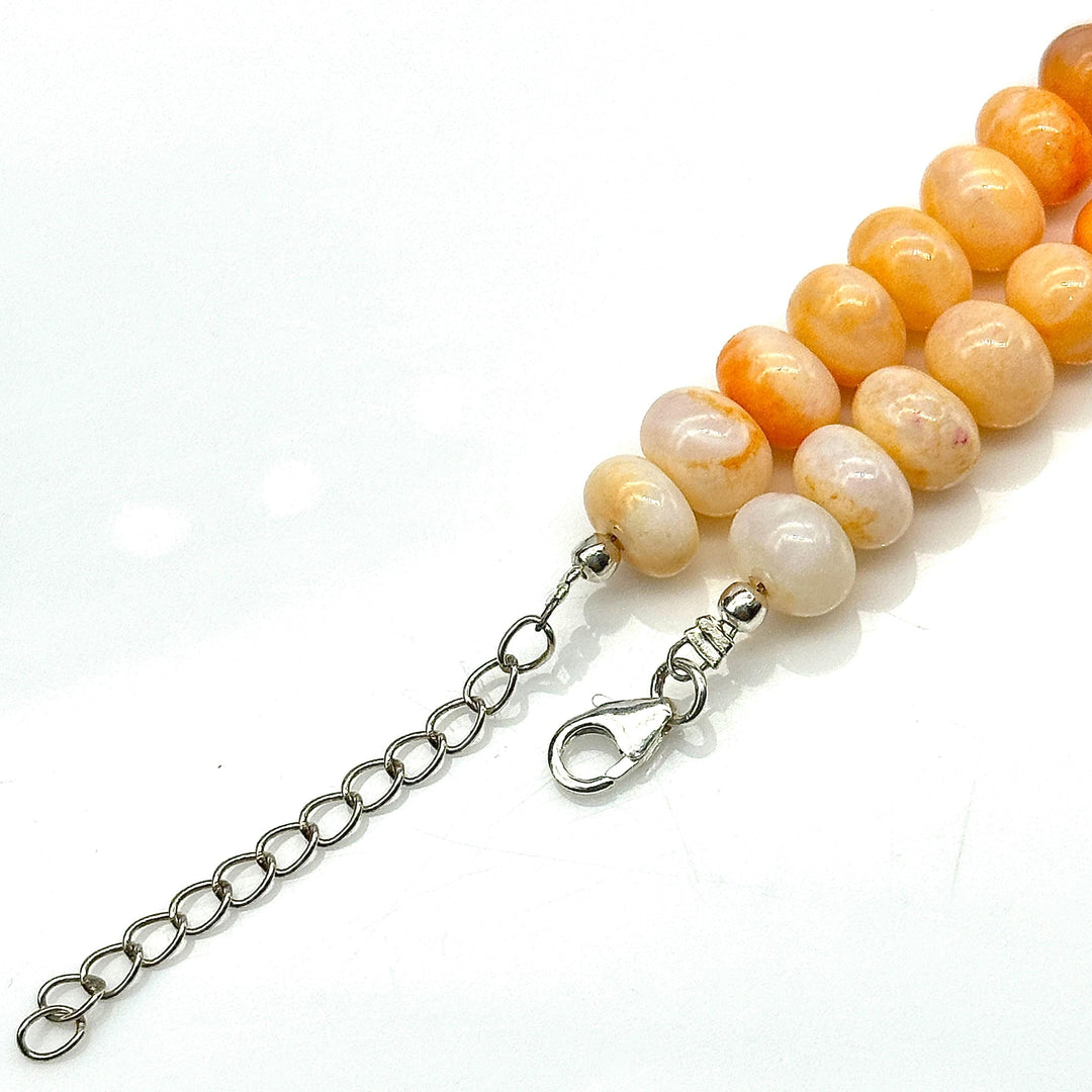 Orange Opal Shaded Necklace, Handmade Beaded Necklace, 8 MM Opal Choker Beads Necklace, Fruit Opal Jewelry, Healing Stone, Gift For Her