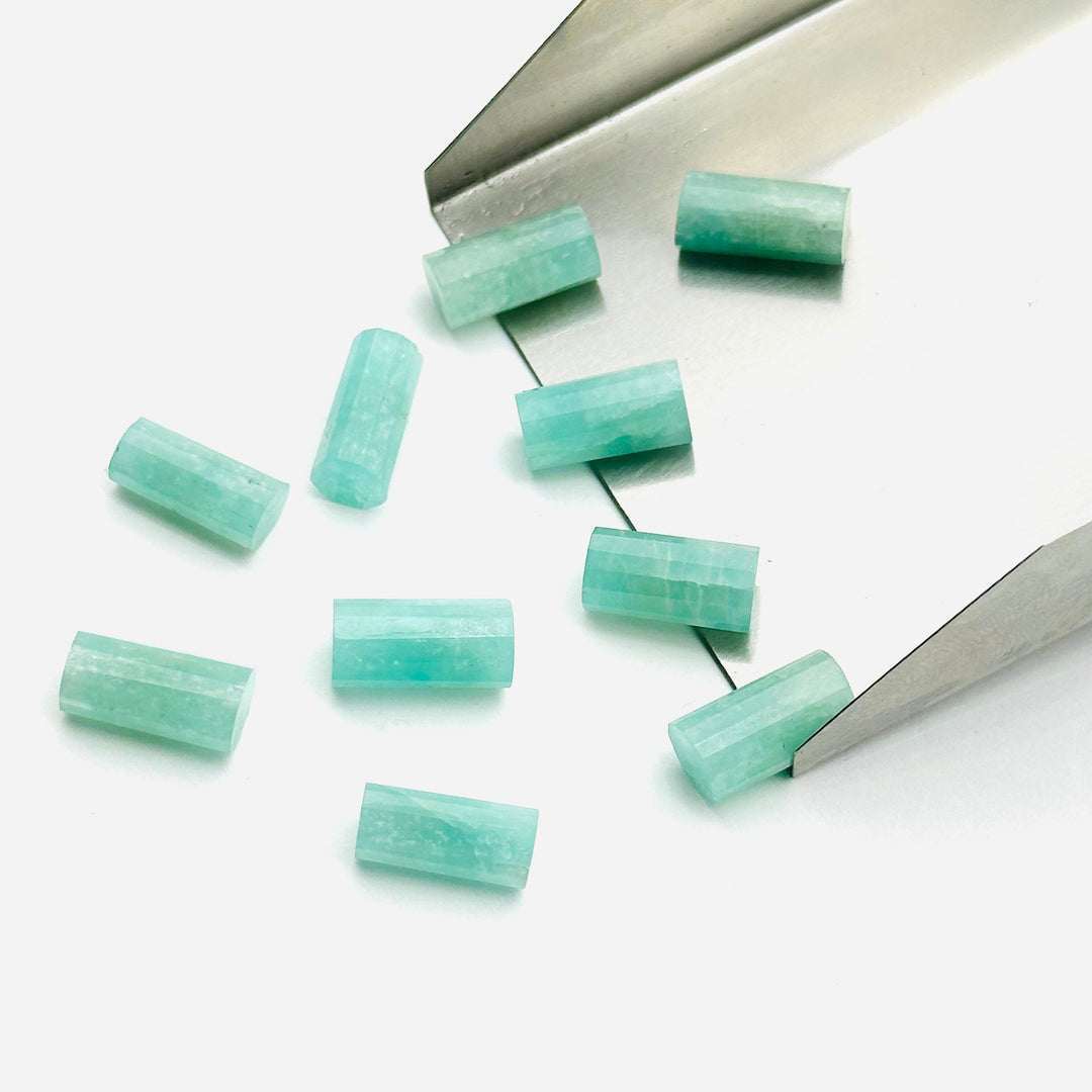 2,3,4,5 pcs 100% Natural amazonite  Faceted Pipe Shape Loose Gemstone, Loose Gemstone, Gemstone for Jewlery 10X6 mm