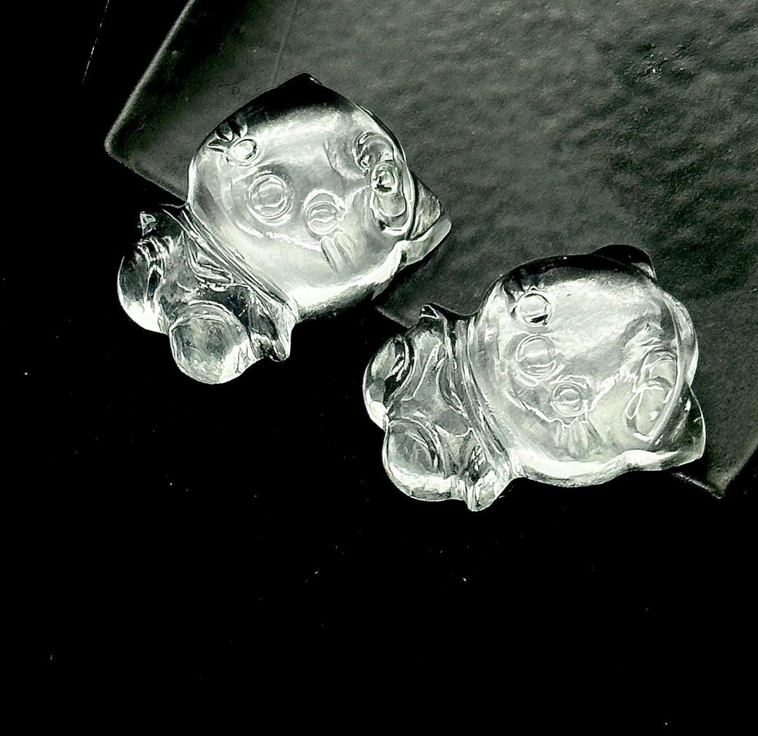 Carved Cat Shape Stone, Hello City Stone, Natural Crystal Quartz Flat Back Hand Carved Cat, 20 MM Carved Kity Shape Stone, 1 Piece