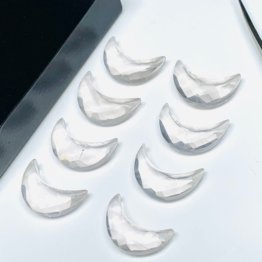 2,3,4,5,Pcs Natural Rose Quartz faceted Hand Carved Moon Shape Briolettes, Carved Moon Shape Gemstone For Jewellery,faceted Moon Shape 17 mm