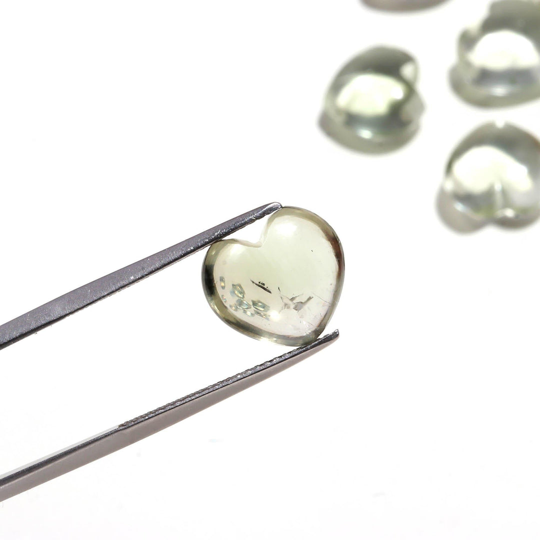 Natural Green Amethyst Heart Shape Beads, AAA Amethyst Heart Shape Smooth Gemstones, Loose Wholesale Heart Charm Beads 10 MM Green Amethyst