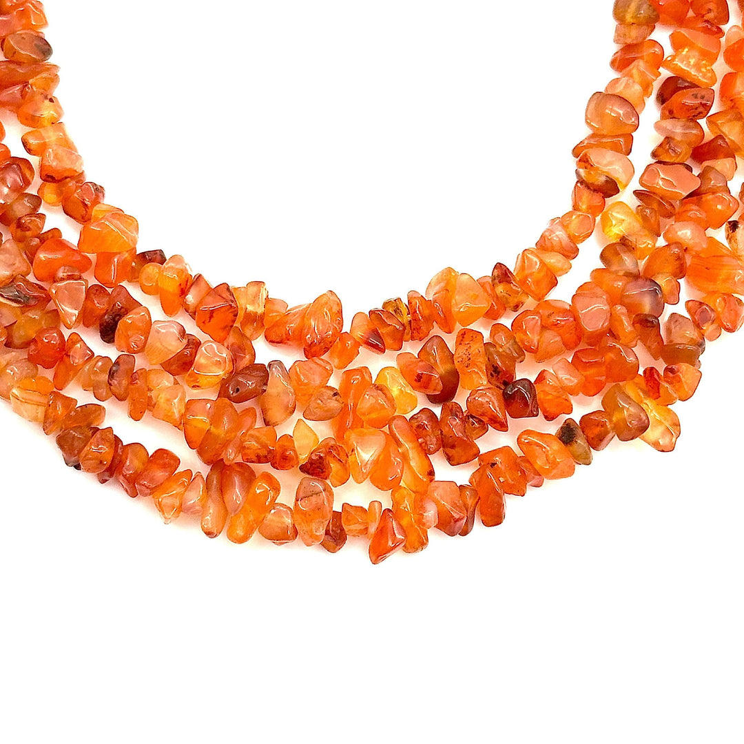 AAA Carnelian Uncut Chips Beads, Natural Orange Carnelian Chips Shape Beads, Freeform Uncut Beads for Jewelry Making, 16" Strand, 3-4 MM