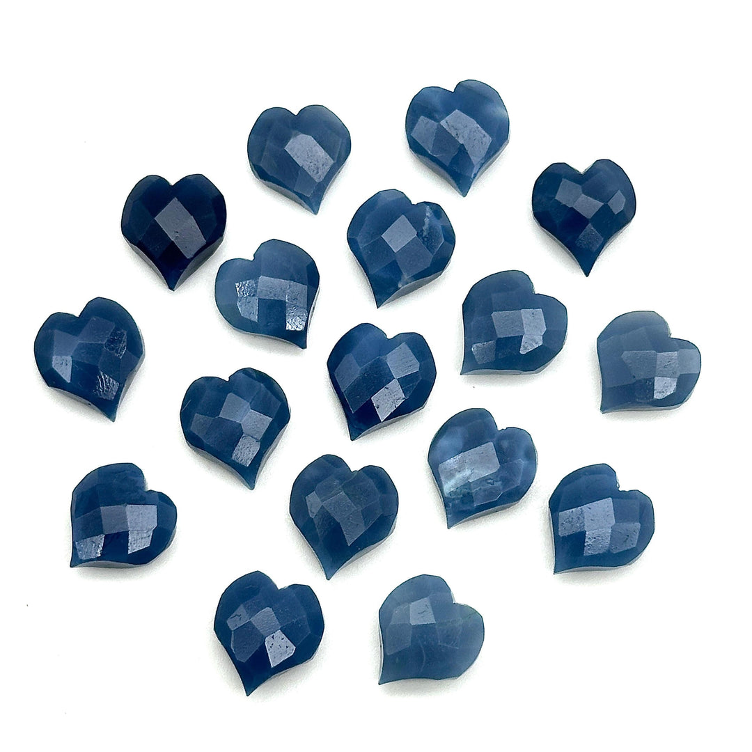 AAA Blue Opal Heart Shape Beads, Blue Opal Faceted Heart Shape Briolette's, Hand Carved Heart Charms for Jewelry Making, 13 MM, Opal Beads