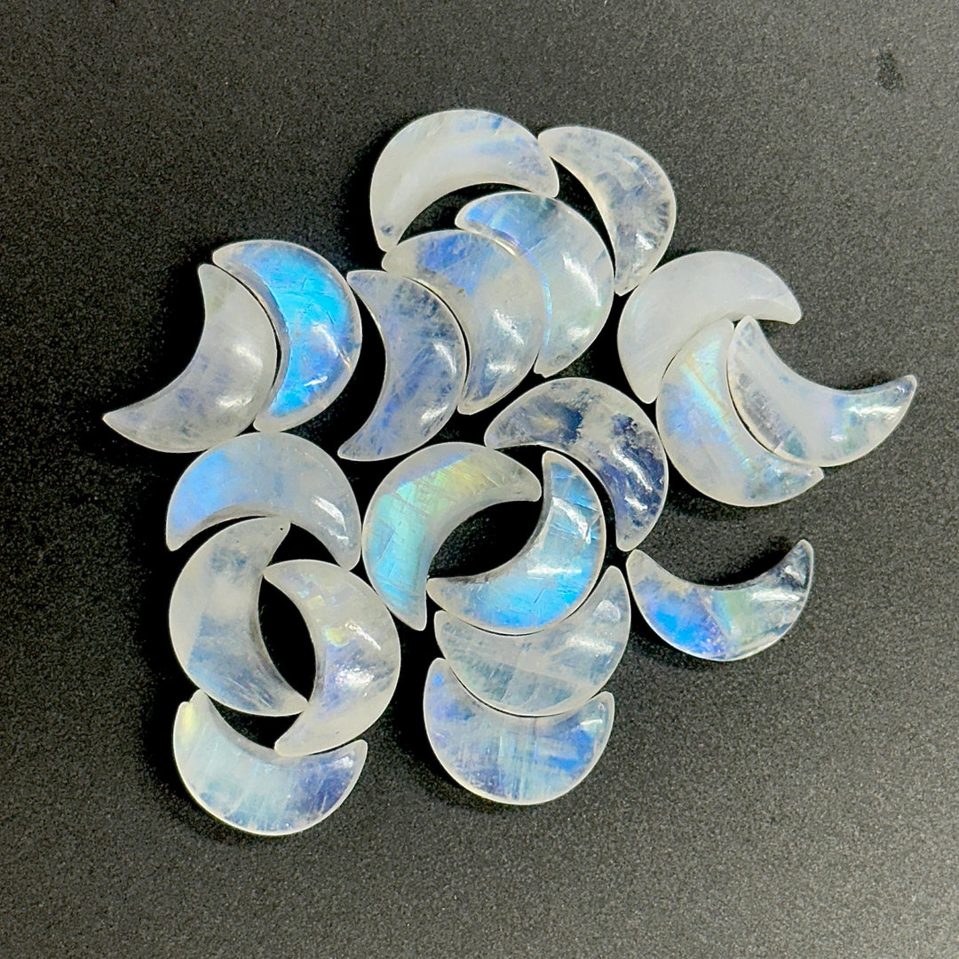 Rainbow Moonstone Moon Beads: Hand Carved Briolette Gemstone, 12mm