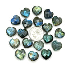 Load image into Gallery viewer, Labradorite Heart Briolette: Faceted Gemstone Charm, 12mm