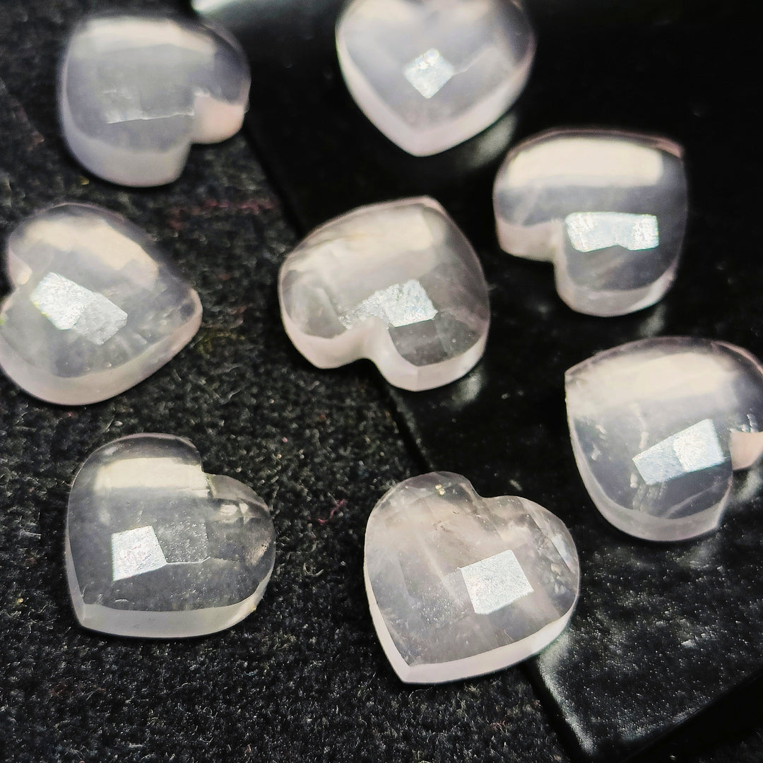 2,3,4,5 Pcs Natural Rose Quartz Heart Shape Gemstone, Faceted Carving Gemstone, 10 MM Heart Shape Briolette's Beads For Jewelry, Charm Beads