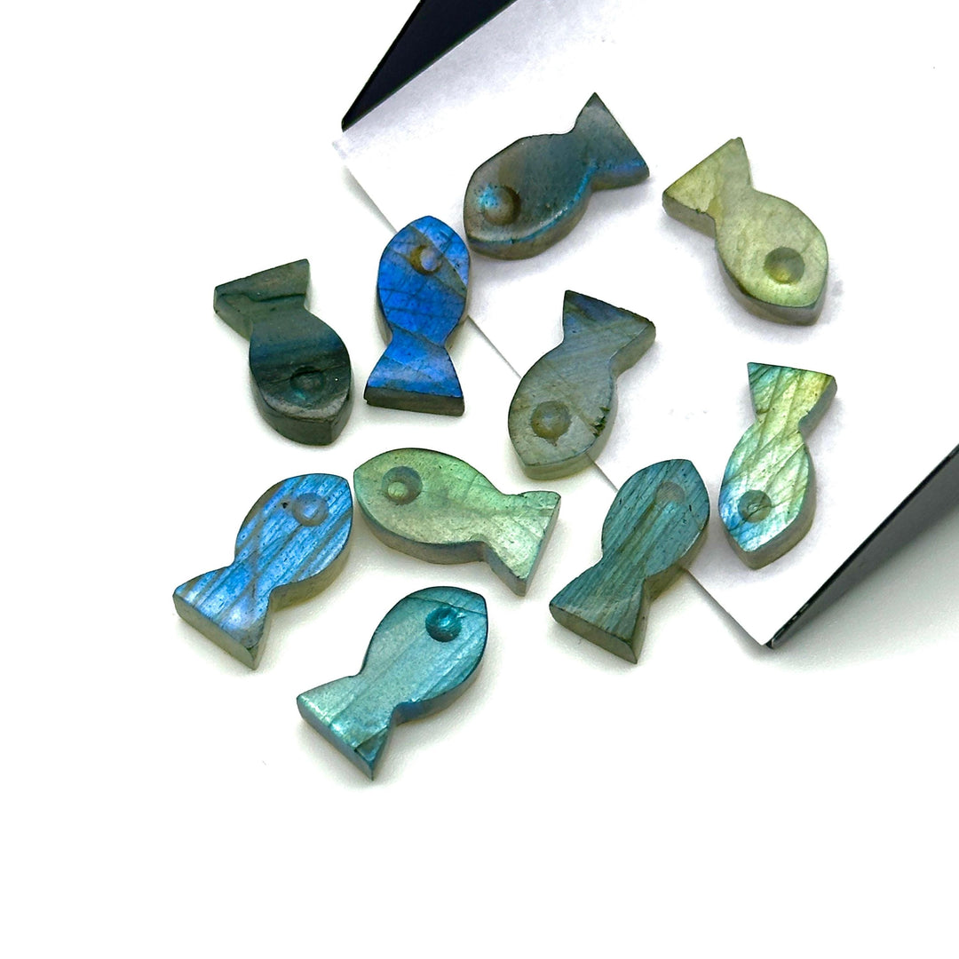 Flashy Natural Labradorite Fish Charm Beads, Fancy Fish Shape Carved Gemstone, 7X14 MM Loose Gemstone Fishes For Jewelry Making, DIY Beads