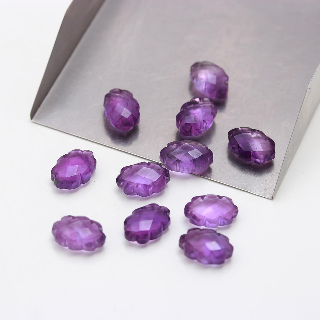 Purple Amethyst Clouds Shape Beads, Natural Amethyst Faceted Cloud Beads, Carved Amethyst Cloud Shape Charms, 12 MM, Loose Carved Briolettes