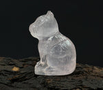 Load image into Gallery viewer, Rose Pink Quartz Cat Carved Gemstone, Egyptian Cat Carving, Feminine Energy and Healing Energy Rose Quartz Carving, Come Come Cat 30X17 mm