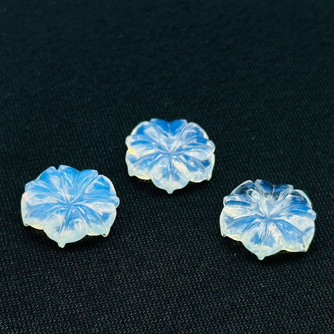 Natural Opalite Flower Shape Carved Gemstone, Flower Shape Carving, Opalite Carved Gemstone For Jewlery 17 mm, Craft Making Flower Charm