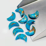 Load image into Gallery viewer, 2,3,4,5 Pcs Copper Turquoise Hand Carved faceted Moon Shape Briolettes, Carved Moon Shape Gemstone For Jewellery, Briolettes 12 mm