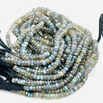 Load image into Gallery viewer, Flashy Labradorite Faceted Rondelle Beads, Natural Blue Fire Labradorite Beads, 4 mm MM Black Rainbow Beads, Wholesale Jewelry Making Beads