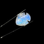 Load image into Gallery viewer, Hand Carved Rainbow Moonstone Fish Carving: Blue Flashy Briolette (22X28 MM)