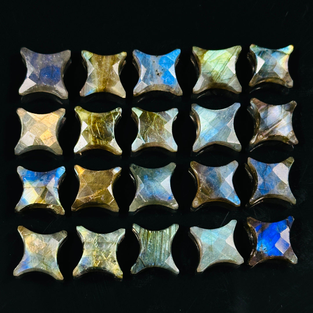Flashy Labradorite Ninja Star Shape Carving Beads, Fancy Star Shape Gemstone Beads, 11X15 MM Jewelry Making Star Shape Briolettes Beads