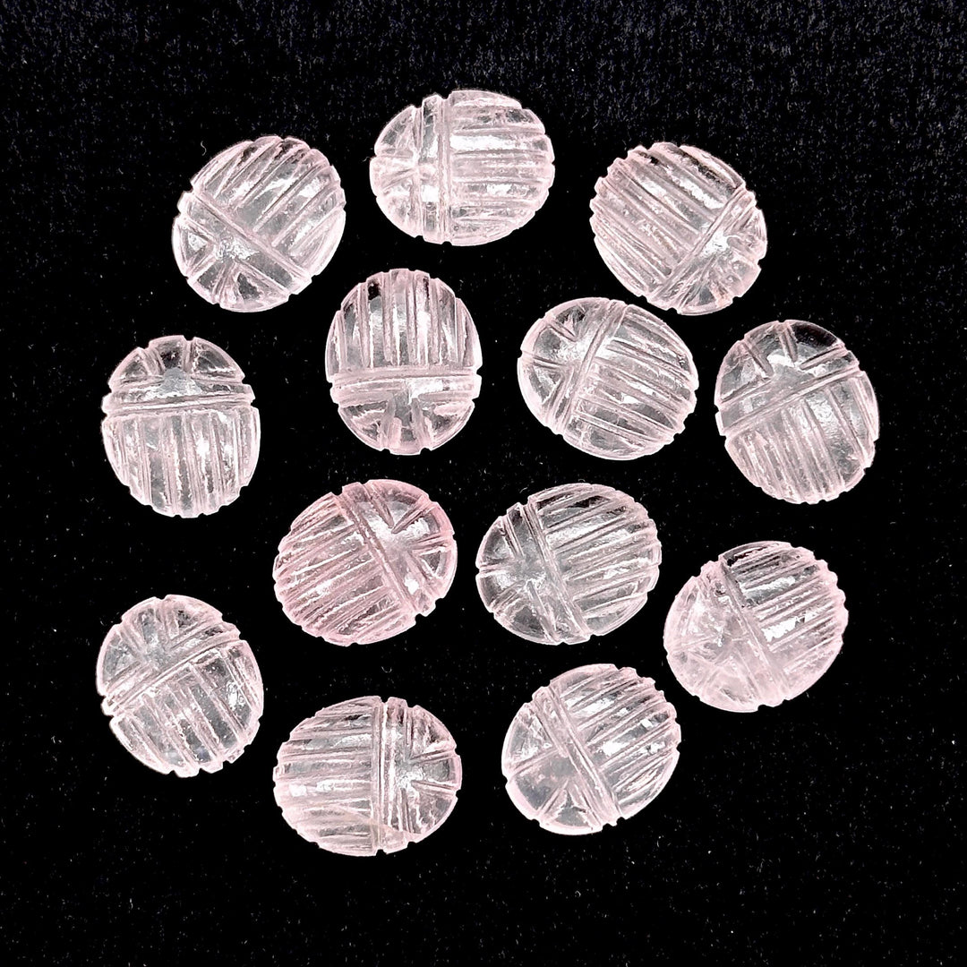 AAAA Rose Quartz Scarab Shape Briolettes, Natural Rose Quartz Sracab Carving Beads, Beetle Shape Hand Carved Stones, 12X10 MM Insect Beads