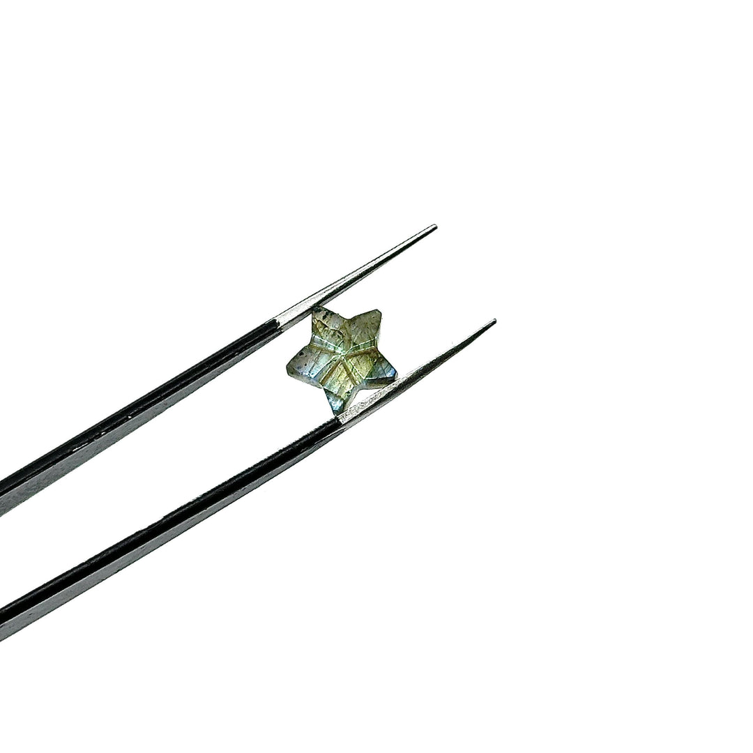 AAA+ Flashy Labradorite Carved Star Shape Gemstone, Hand Carved Labradorite Star Charm For Jewelry Making, 10 MM Flower Carved Stars Beads