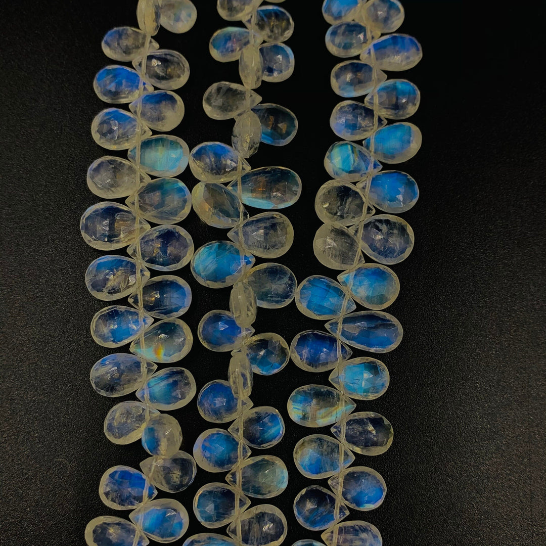 AAA quality Natural Rainbow Moonstone Pear Shape beads, 6.5 " inch strand, Rainbow Moonstone Pear Shape gemstone for Jewellery