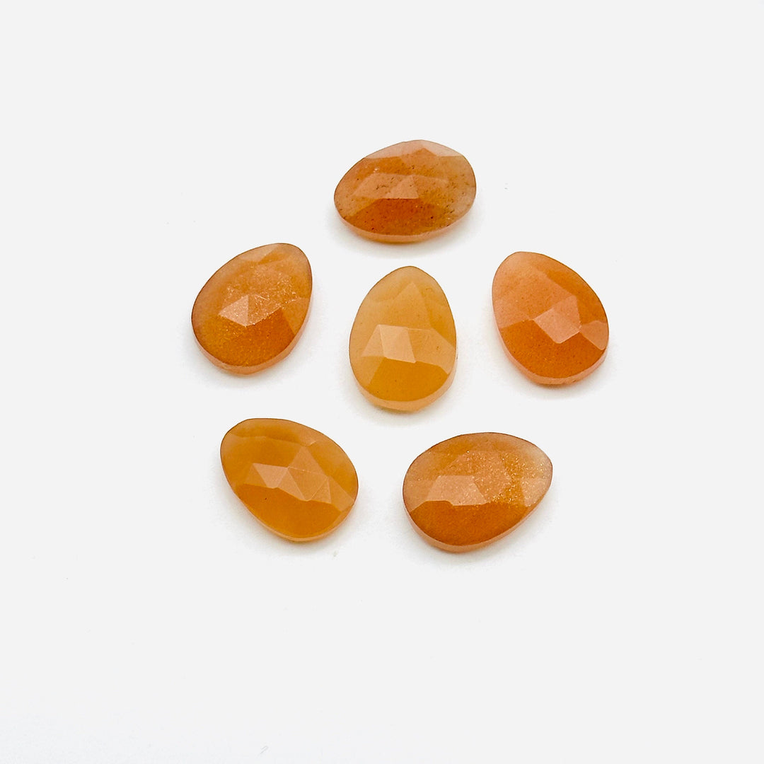 Peach Moonstone Rosecut Gemstone: Freeform Faceted Jewelry Making (10X14 mm)
