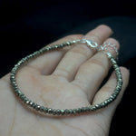Load image into Gallery viewer, Natural Pyrite Beaded Bracelet, Faceted Pyrite Beads Bracelet, Gemstone Silver Bracelet/Anklet, Yoga/Meditation and Pyrite Bracelet, 3.5 MM