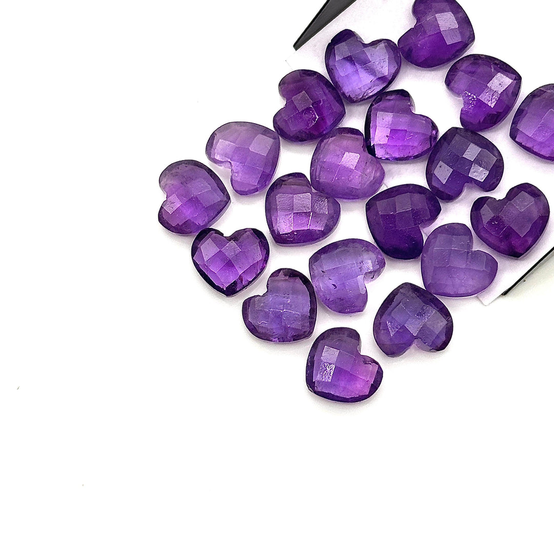 Amethyst Heart Briolette Beads: Faceted 12mm Carved Charms