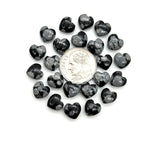 Load image into Gallery viewer, AAA Snowflake Obsidian Heart Shape Briolette's, Smooth Heart Shape Beads, Hand Carved Gemstones, Jewelry and Craft Wholesale Beads 8 MM