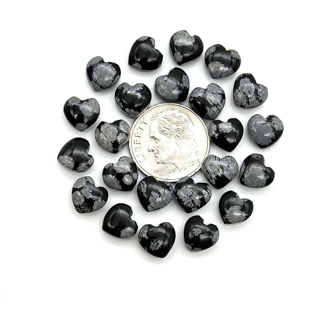 AAA Snowflake Obsidian Heart Shape Briolette's, Smooth Heart Shape Beads, Hand Carved Gemstones, Jewelry and Craft Wholesale Beads 8 MM