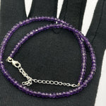 Load image into Gallery viewer, Dainty Natural Amethyst Beaded Necklace, Amethyst Faceted Rondelle Beads Necklace, Purple Beads Necklace For Women's, Gemstone Necklace