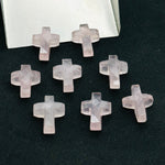 Load image into Gallery viewer, Natural Rose Quartz Cross Shape Gemstones Beads, Hand Carved Faceted Cross Shape Charms Beads, Holy Gemstone Beads Energy Beads 15X10 MM