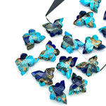 Load image into Gallery viewer, Beautiful Mohave Copper Turquoise Butterfly Shape Beads, Sky Blue &amp; Dark Blue Faceted Butterfly Gemstone, Blue Turquoise Carvings 14x10 MM