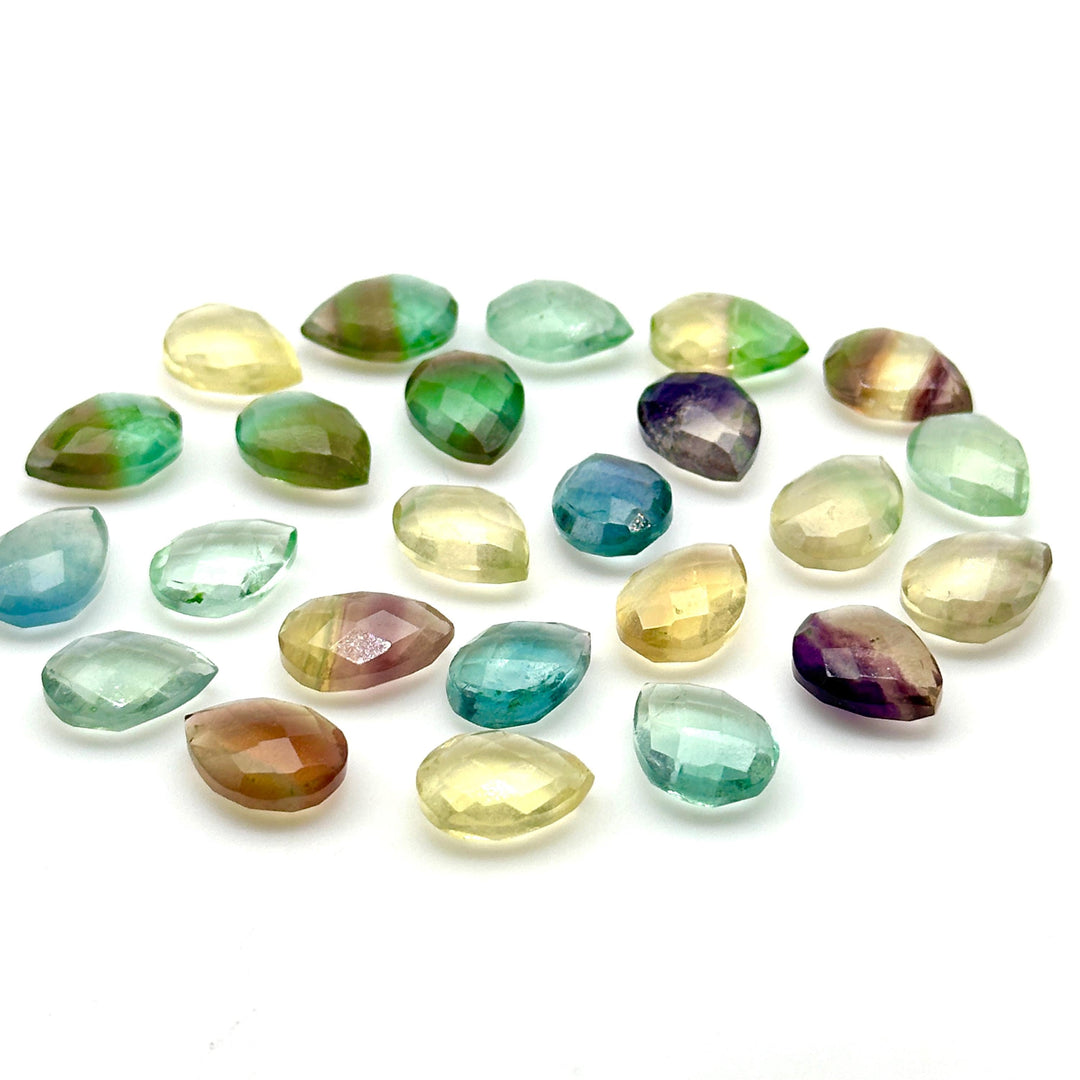 Rainbow Fluorite Faceted Pear Shape Beads, AAA+ Quality Teardrop Bead, 9X12 MM Colorful Briolette Beads, Matched Pairs, Jewelry Making Beads