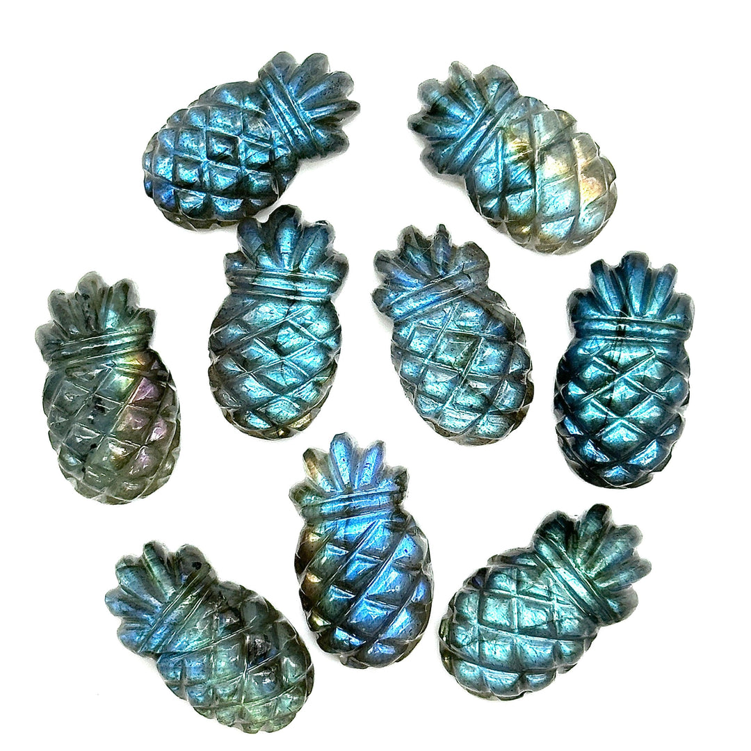 Flashy Labradorite Ananas Shape Gemstone, Carved Labradorite Pineapple Shape Stone, Ananas Carving Beads, Fruit Shape Hand Made Stones 24 MM
