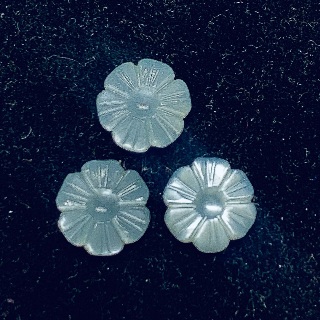 2,3,4,5 Pcs Natural Grey Moonstone Hand Carved Flower Shape, Carved Flower Shape Gemstone For Jewellery, Flower Shape Gemstone, 12 mm