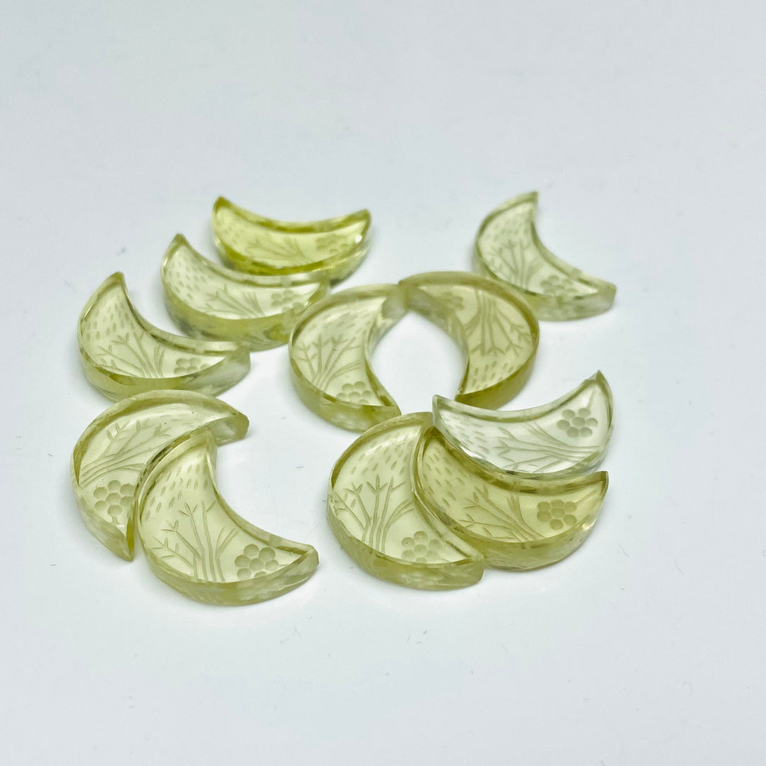 1,2,3,4 Pcs Natural Lemon Quartz Hand Carved moon Shape, Carved moon Shape Gemstone For Jewellery,moon Shape Gemstone, 17mm