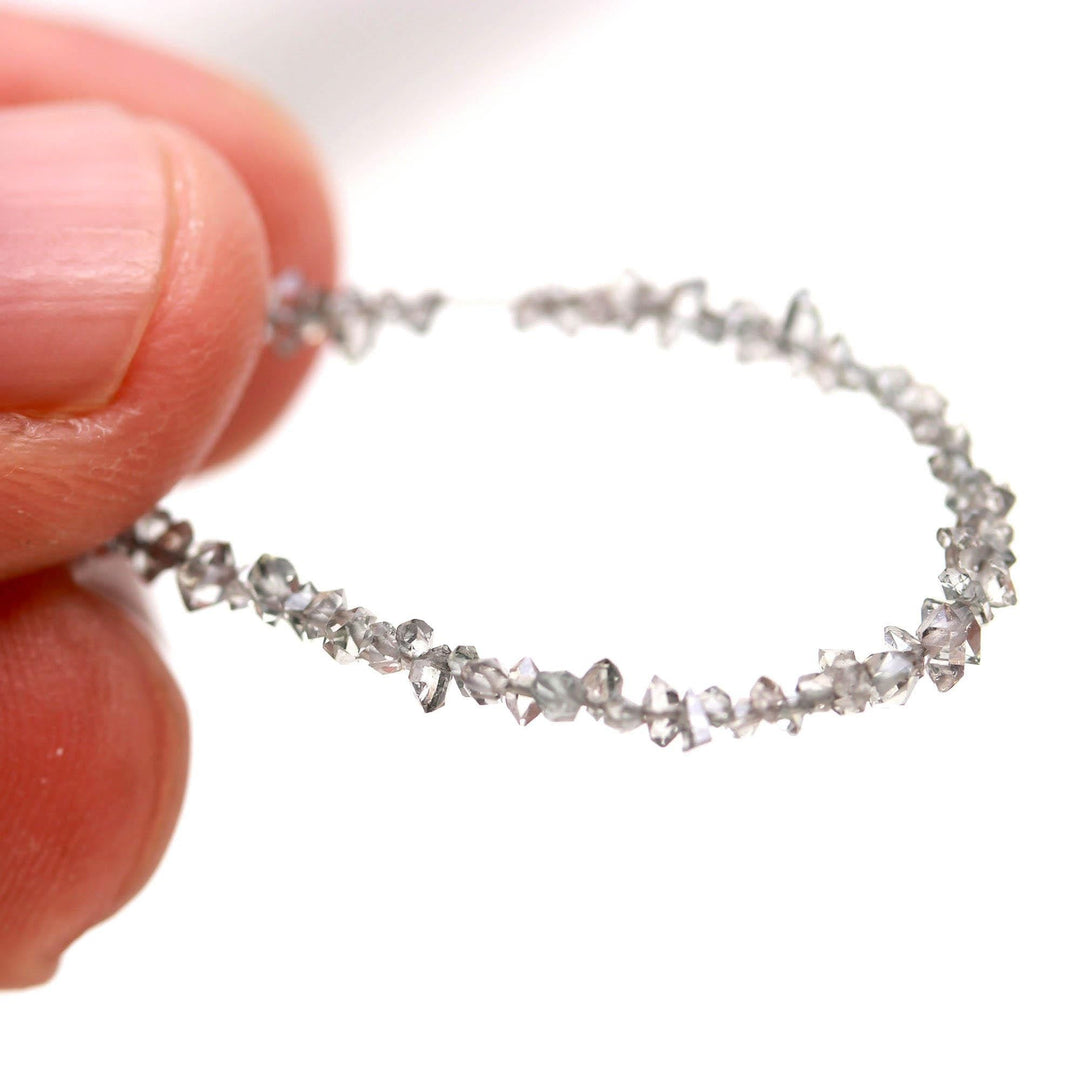 Grey Herkimer Diamond Quartz Beads: Raw Uncut Nuggets, 2-3mm