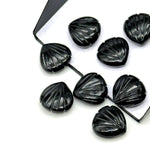 Load image into Gallery viewer, Natural Black Onyx Carved Shell Shape Beads, 12 MM Shell Beads, Carved Gemstone, Seashell Charm Gemstone, Hand Carved Beads, Onyx Charms