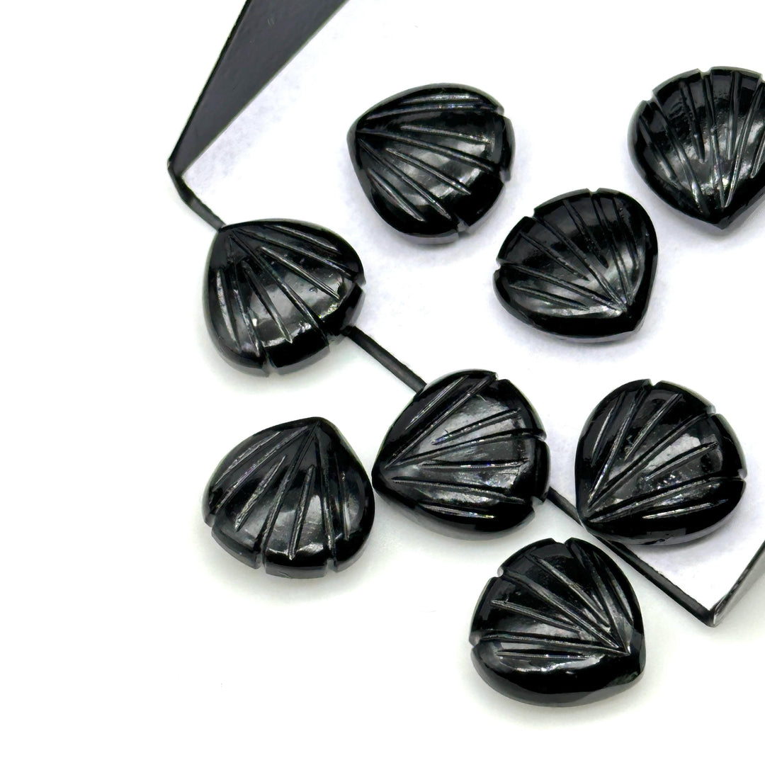 Natural Black Onyx Carved Shell Shape Beads, 12 MM Shell Beads, Carved Gemstone, Seashell Charm Gemstone, Hand Carved Beads, Onyx Charms