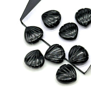 Natural Black Onyx Carved Shell Shape Beads, 12 MM Shell Beads, Carved Gemstone, Seashell Charm Gemstone, Hand Carved Beads, Onyx Charms