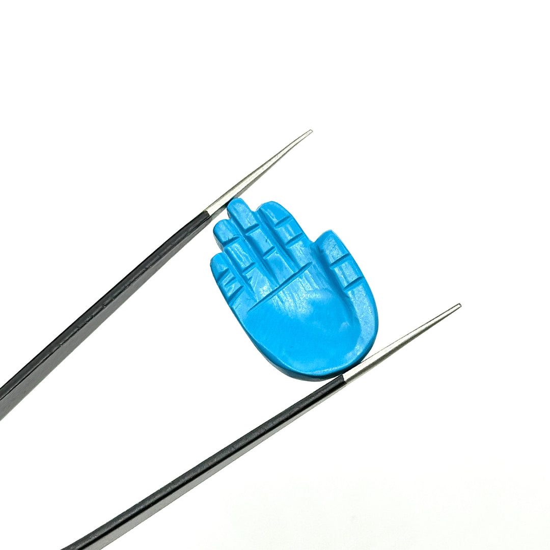 Blue Turquoise Hamsa Shape Carving Gemstones, 25 MM Palm Shape Gemstone, Healing Power Of Hamsa, Hand Carved Jewelry Making Charms